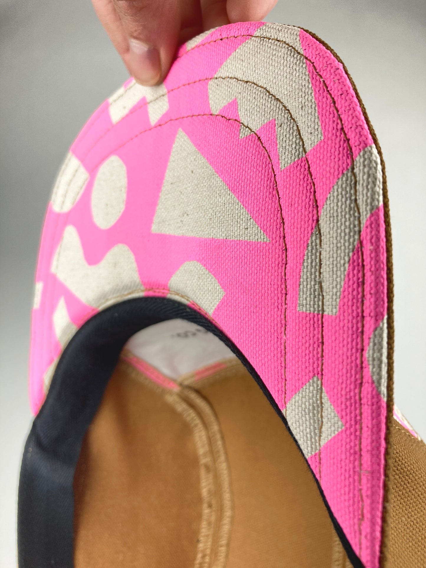 Hand Printed Camp Hat - Neon Pink Geo