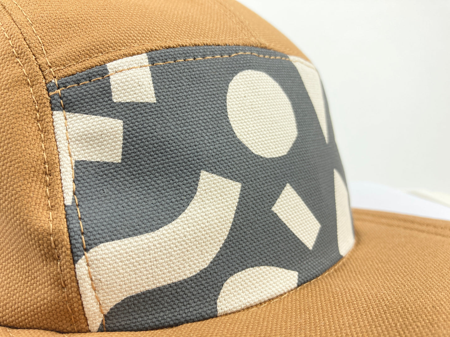 Hand Printed Camp Hat - Charcoal Geo