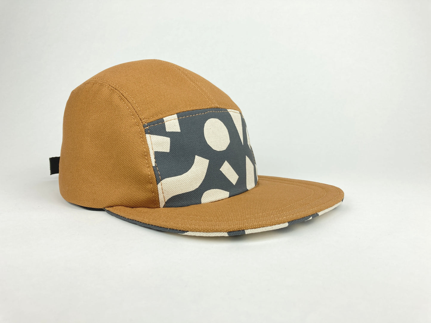 Hand Printed Camp Hat - Charcoal Geo