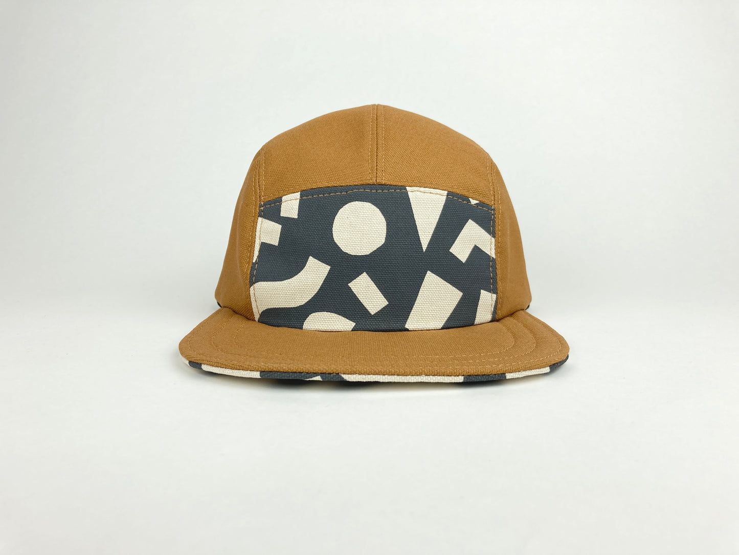 Hand Printed Camp Hat - Charcoal Geo