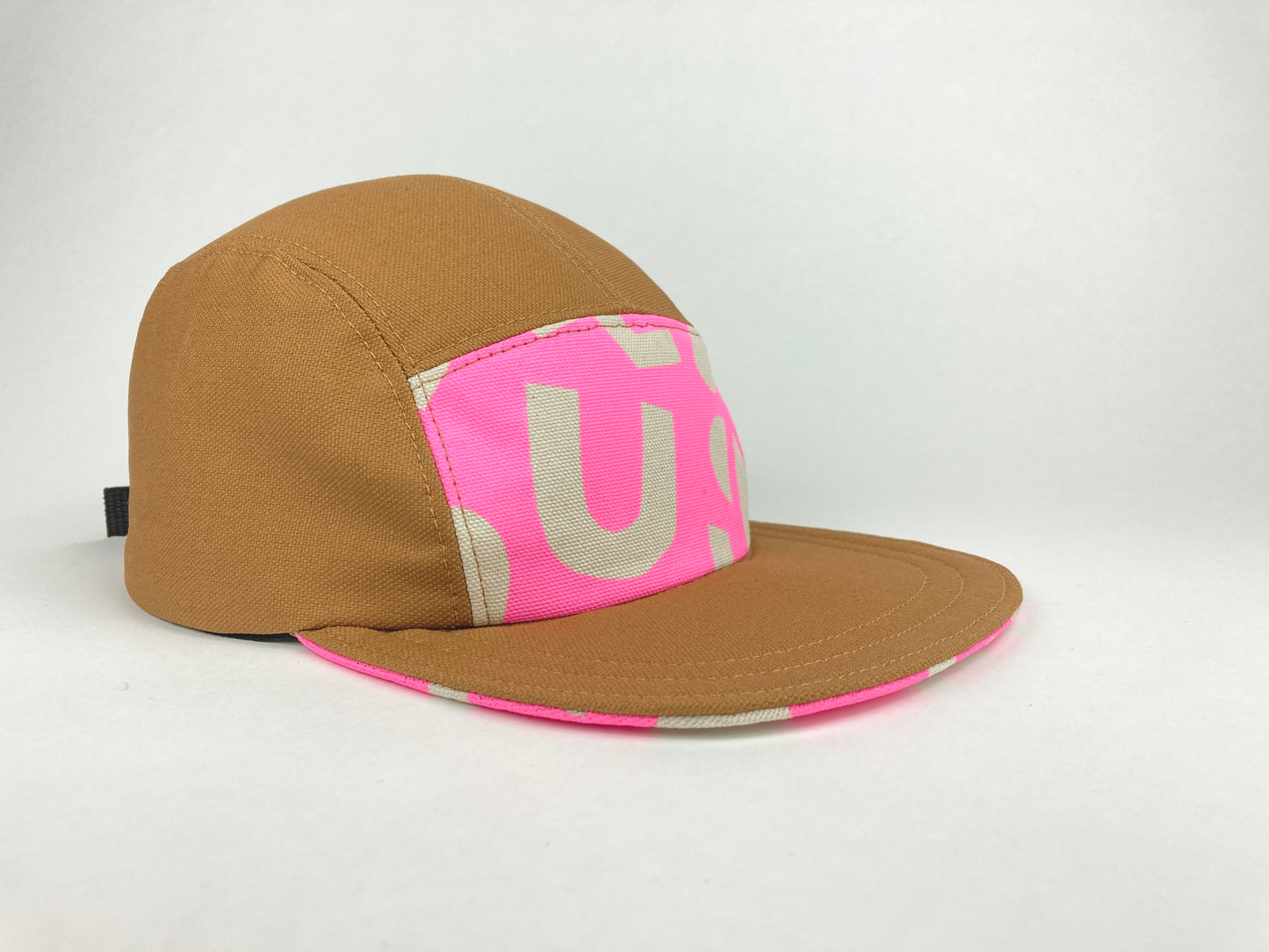 Hand Printed Camp Hat - Neon Pink Geo