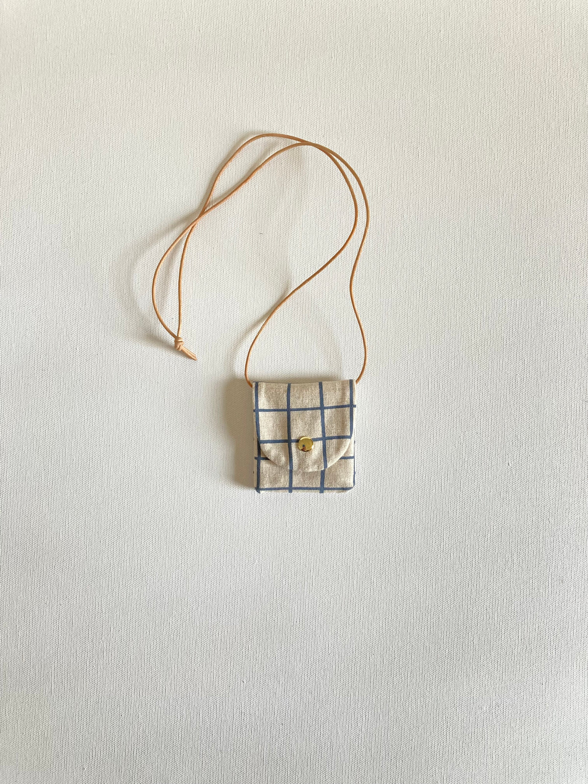 Charm Pouch Necklace- Slate Grid