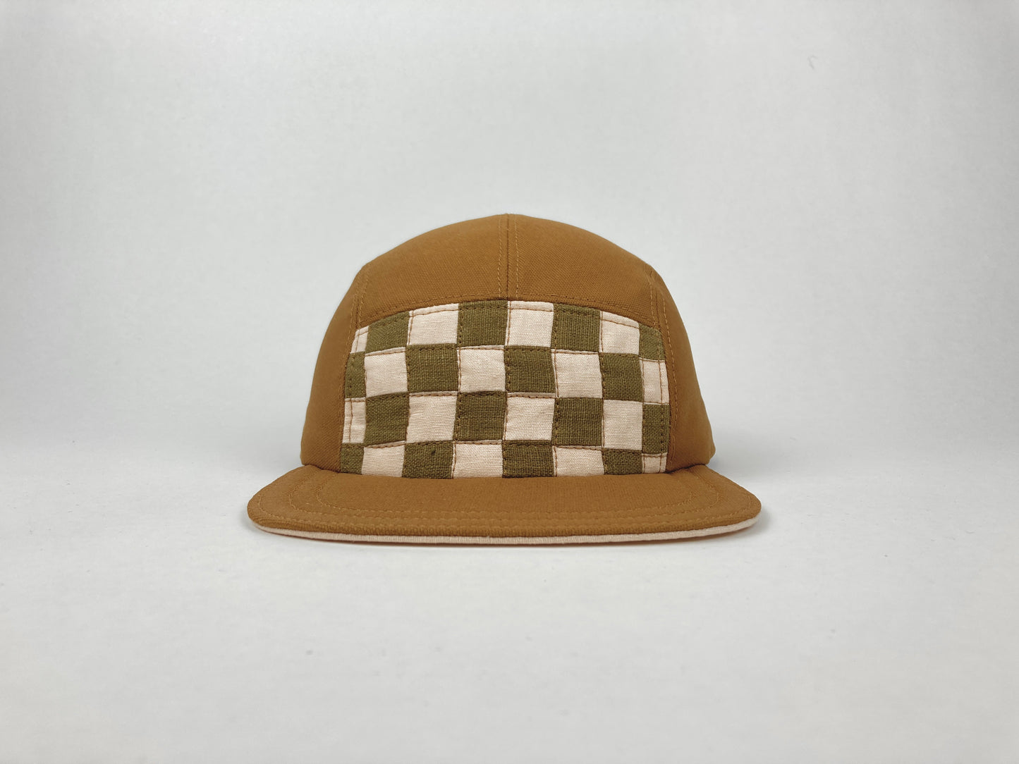 Quilted Camp Hat - Checkerboard Olive Blush