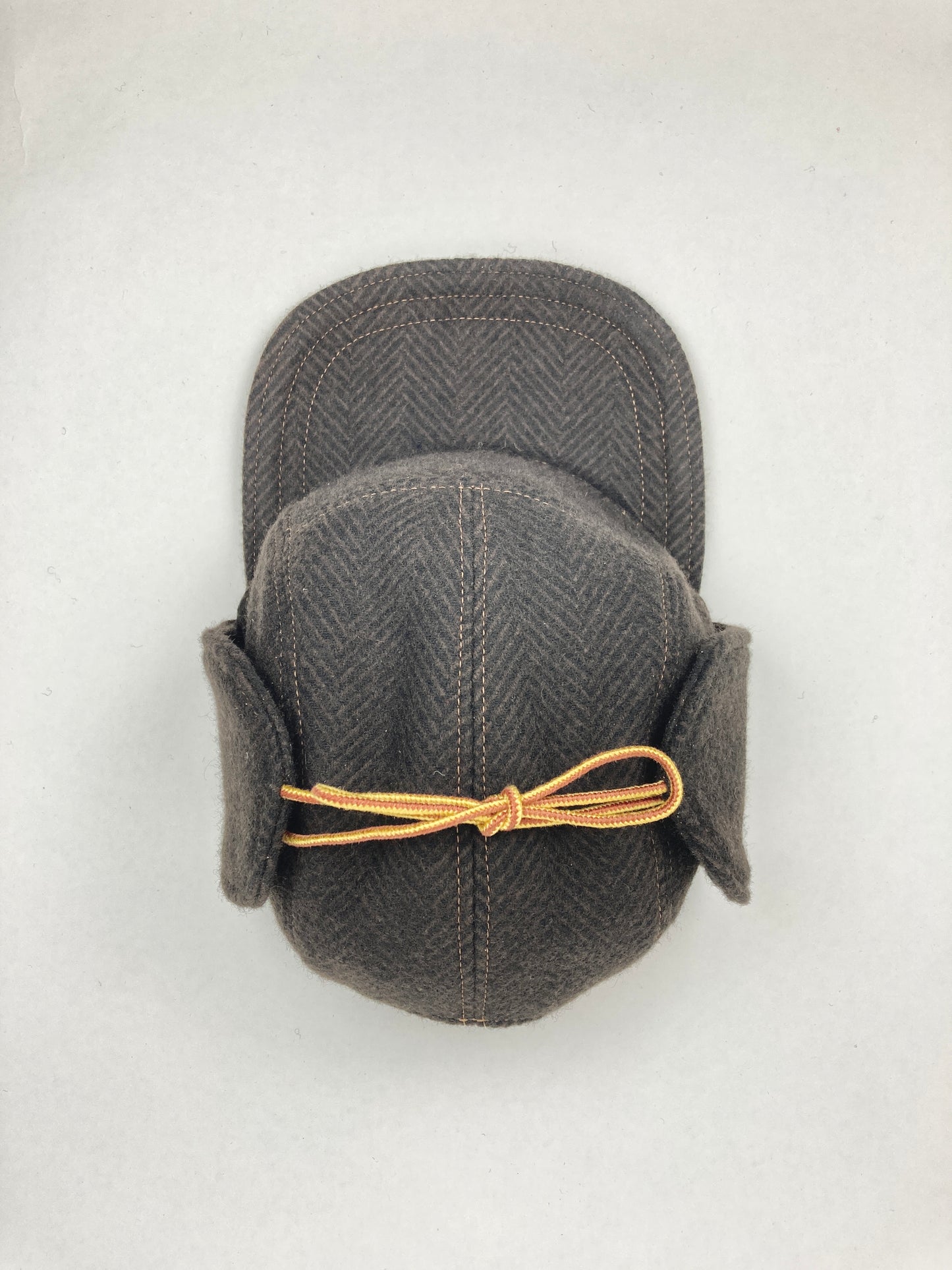 Wool Flap Cap - Brown Herringbone