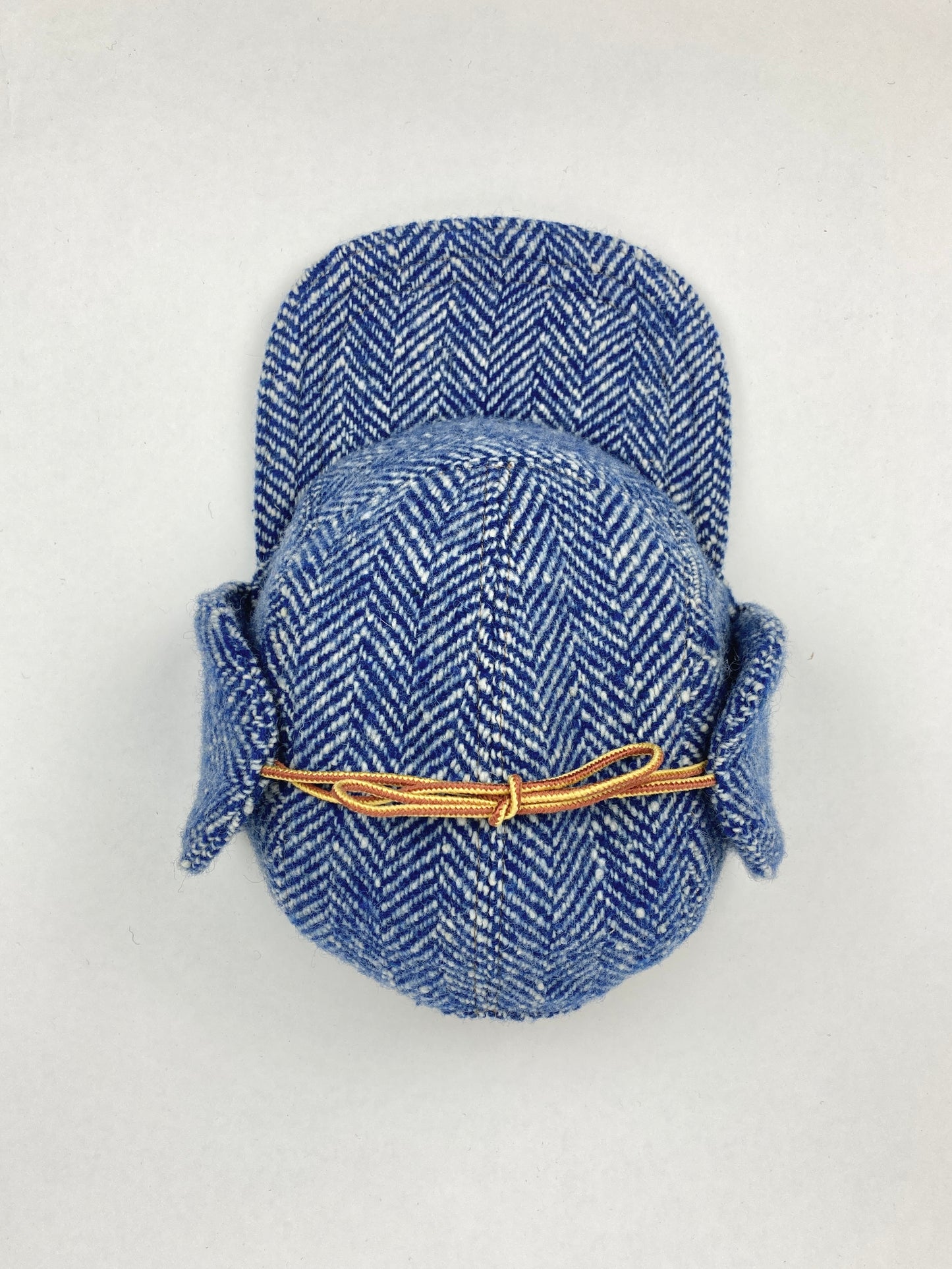 Wool Flap Cap - Vintage Blue Herringbone
