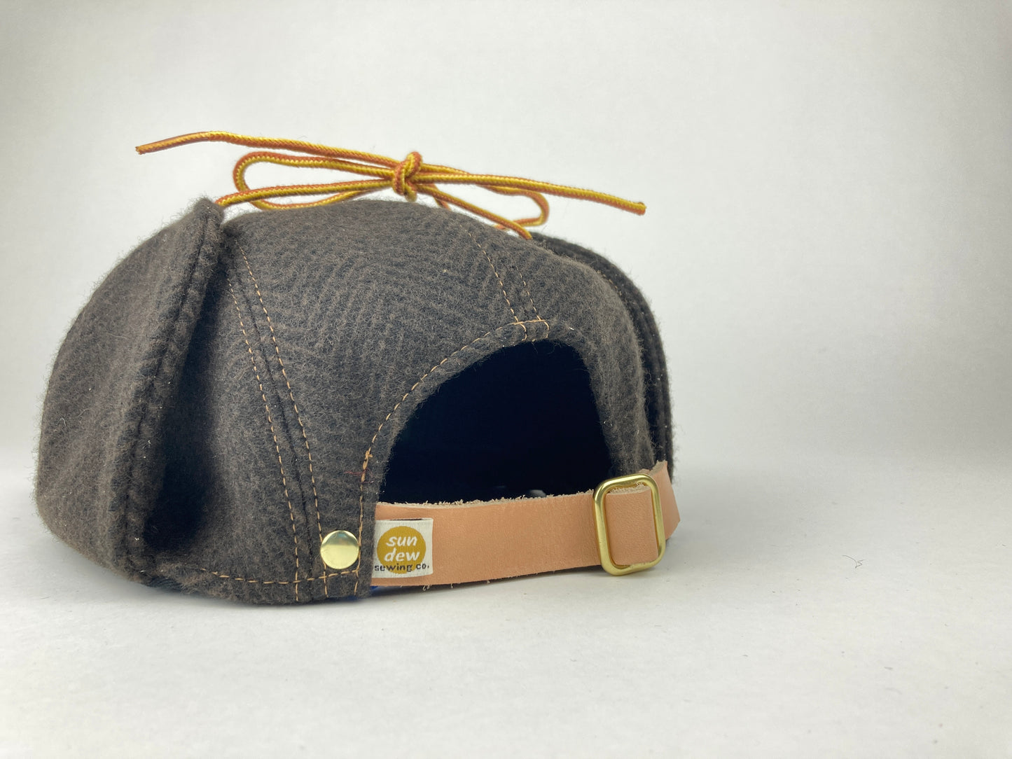 Wool Flap Cap - Brown Herringbone