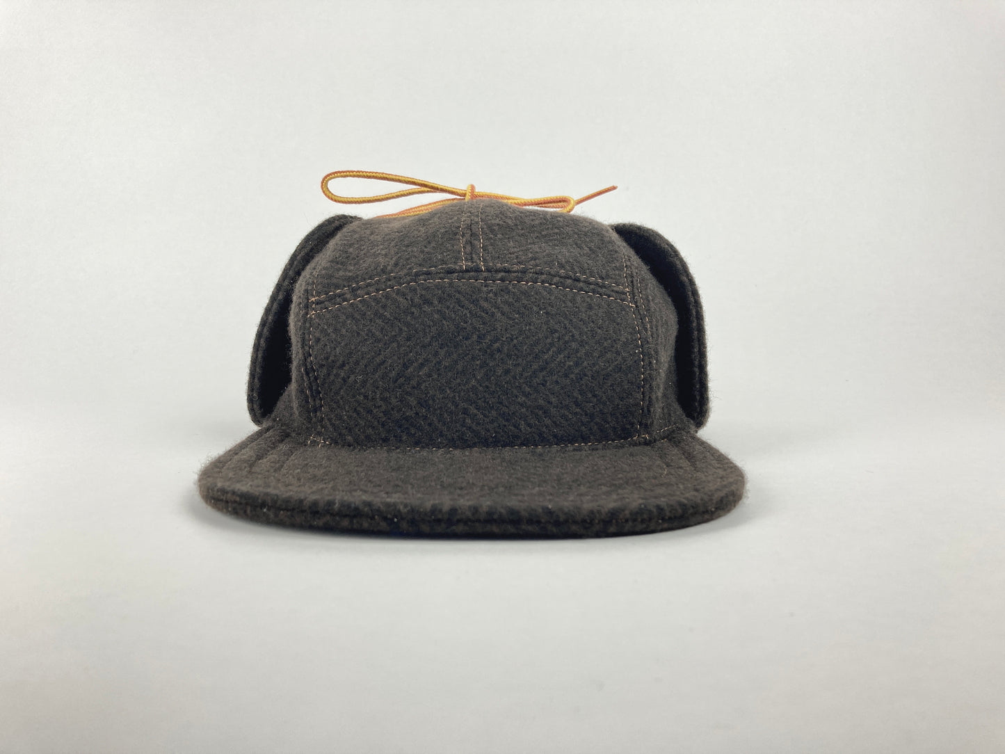 Wool Flap Cap - Brown Herringbone