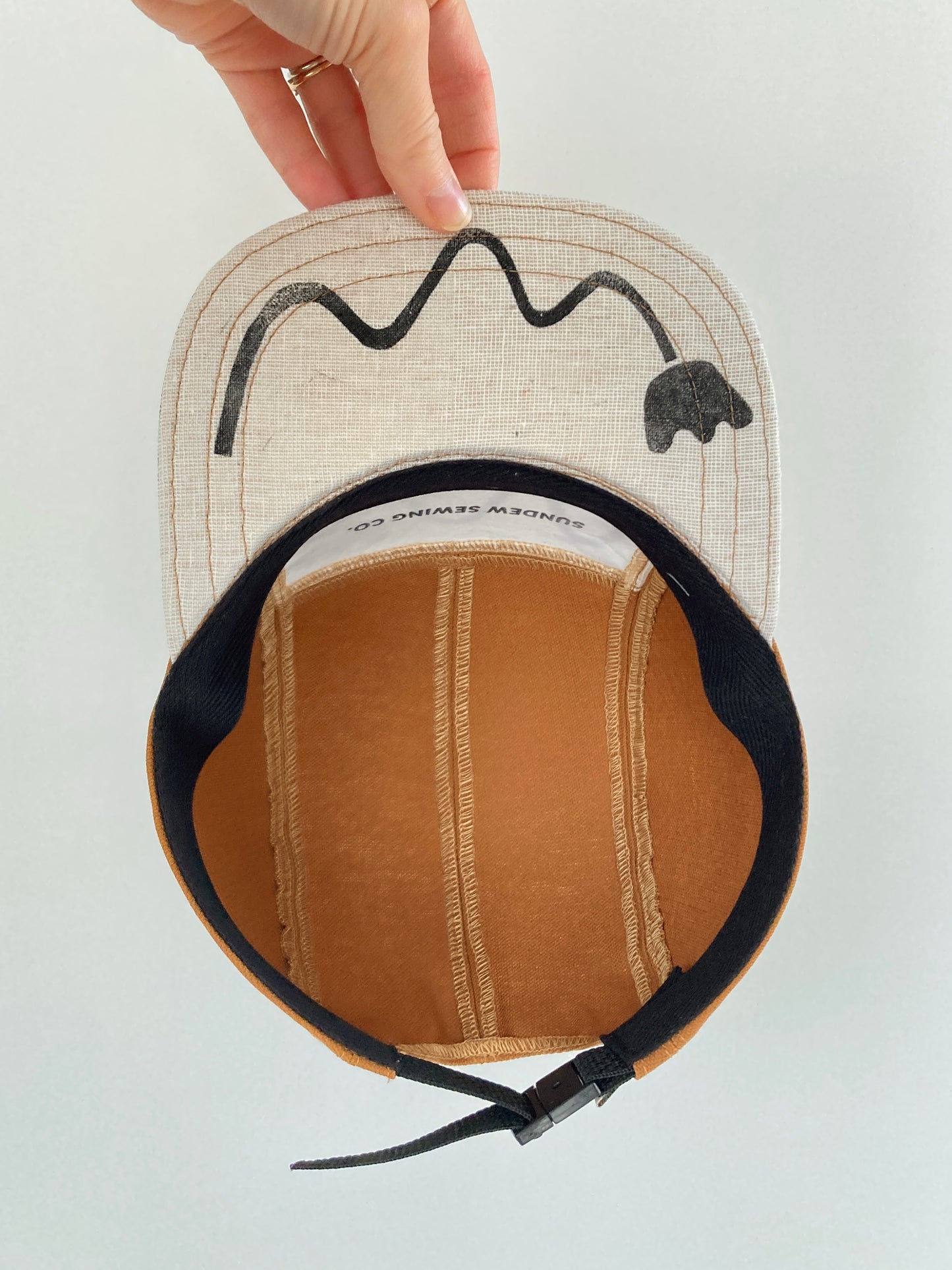 Hand Printed Camp Hat - Bendy Flower Coal