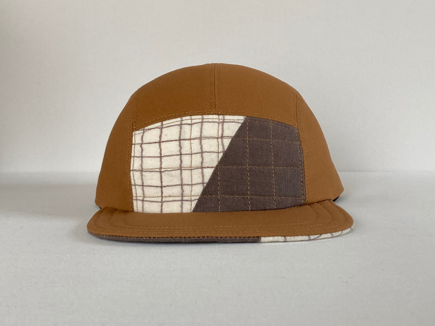 Quilted Camp Hat - Fifty Fifty Taupe Grid