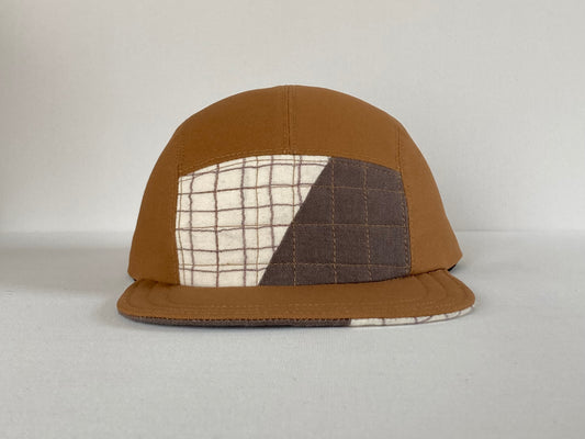 Quilted Camp Hat - Fifty Fifty Taupe Grid