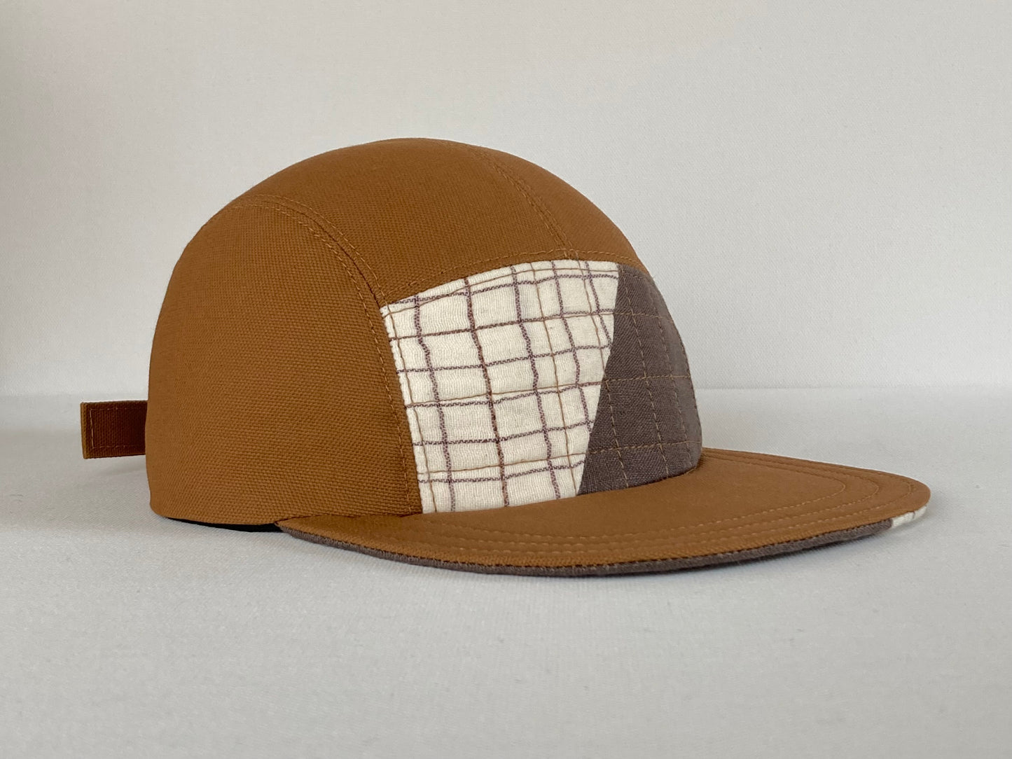 Quilted Camp Hat - Fifty Fifty Taupe Grid