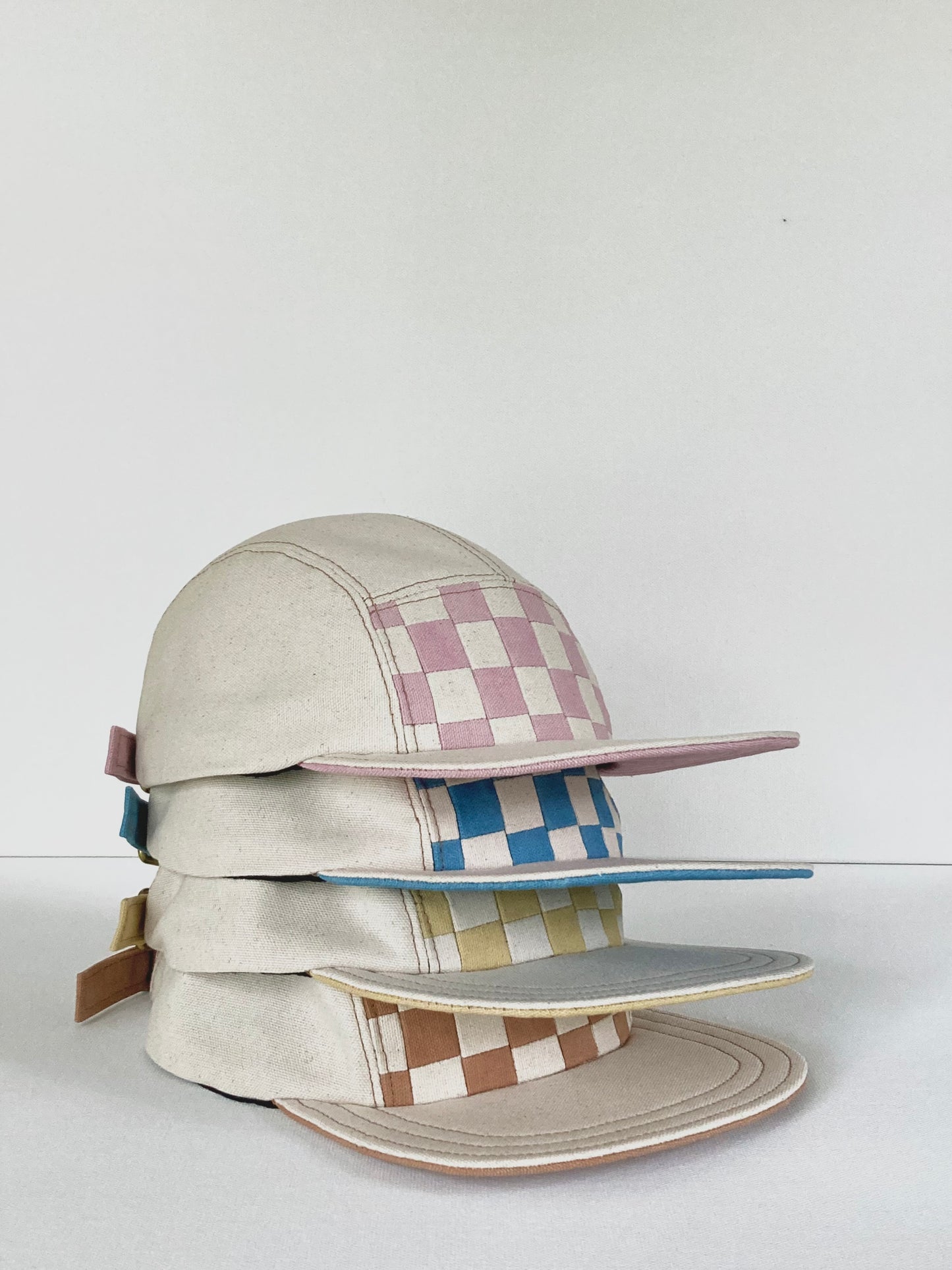 Naturally Dyed Camp Hat - Cinnamon Checkerboard