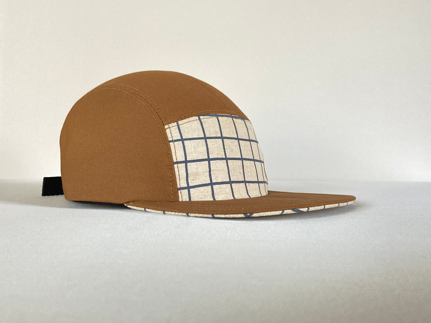 Hand Printed Camp Hat - Slate Grid