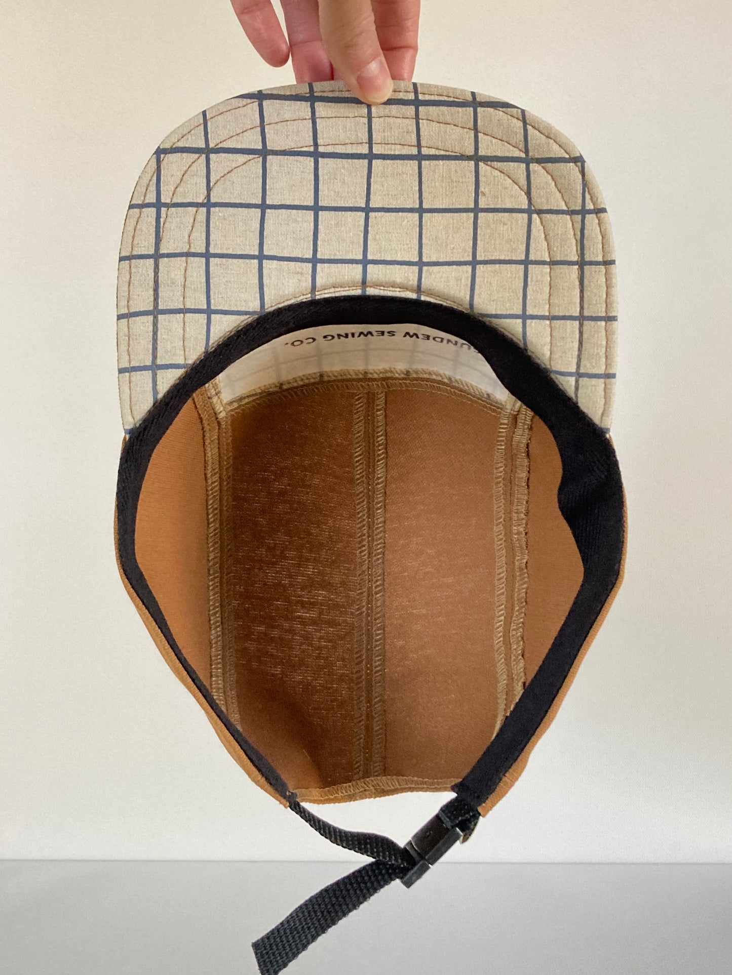 Hand Printed Camp Hat - Slate Grid