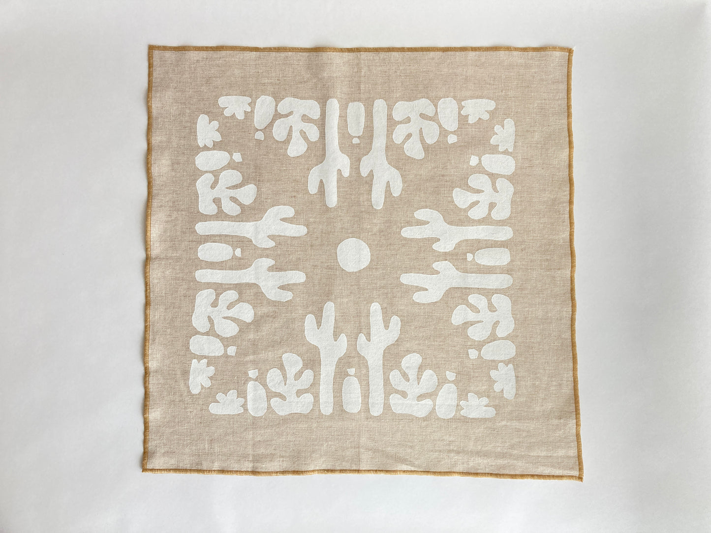 Hand Printed Bandana - Natural Blob Cacti