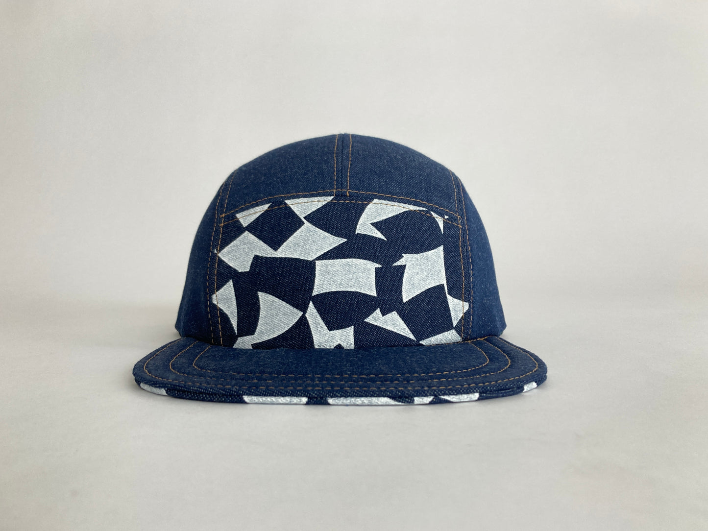 Hand Printed Camp Hat - Denim Loose Leaf