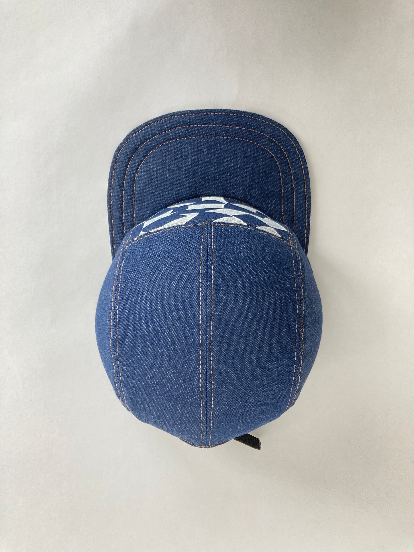 Hand Printed Camp Hat - Denim Loose Leaf