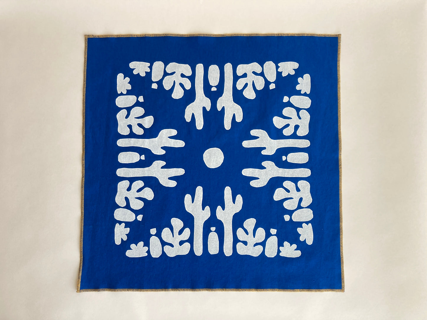 Hand Printed Bandana - Cobalt Blob Cacti