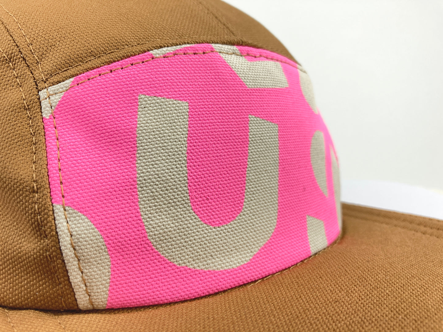 Hand Printed Camp Hat - Neon Pink Geo