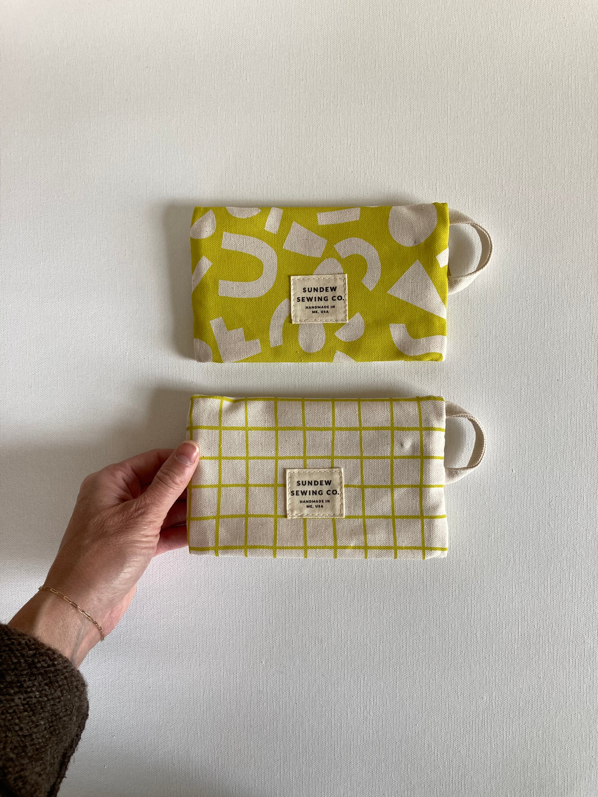 Small Loop Pouch - Chartreuse Grid