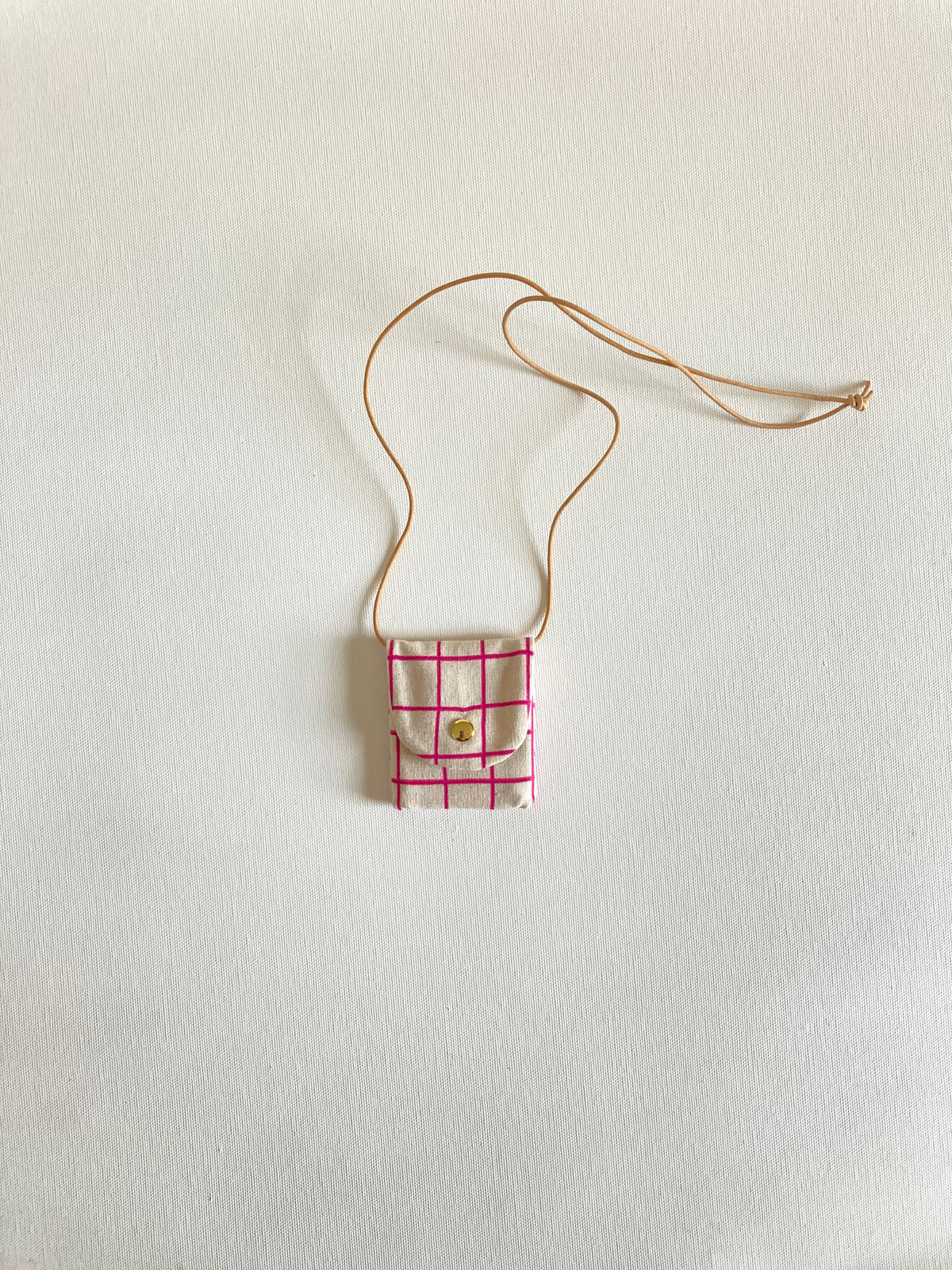 Charm Pouch Necklace- Orchid Grid