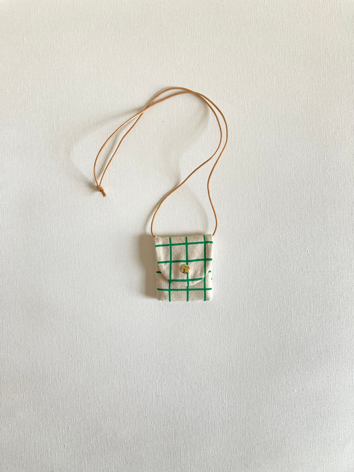 Charm Pouch Necklace- Grass Grid