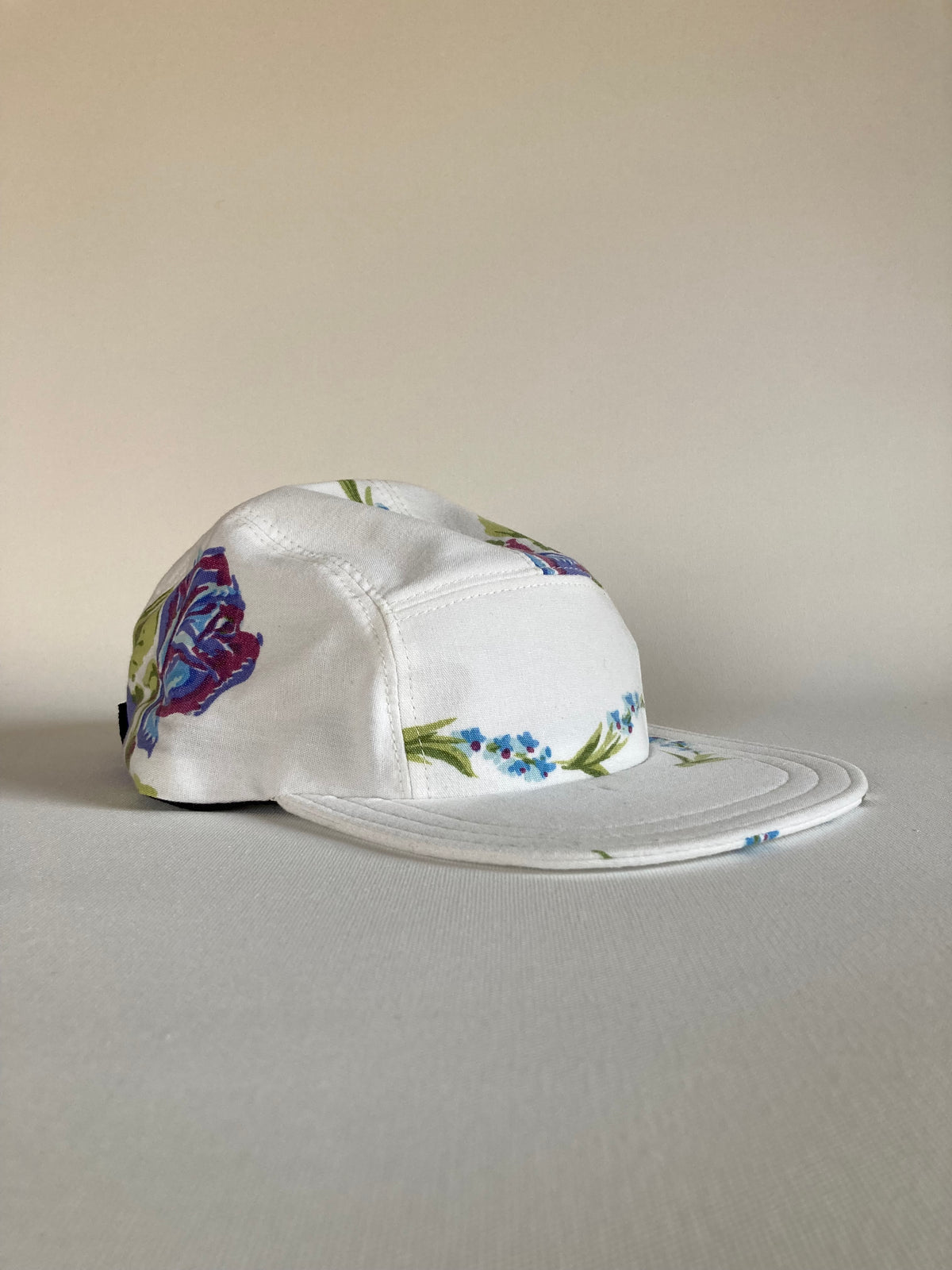 Vintage Tablecloth Hat - Blue Rose 1