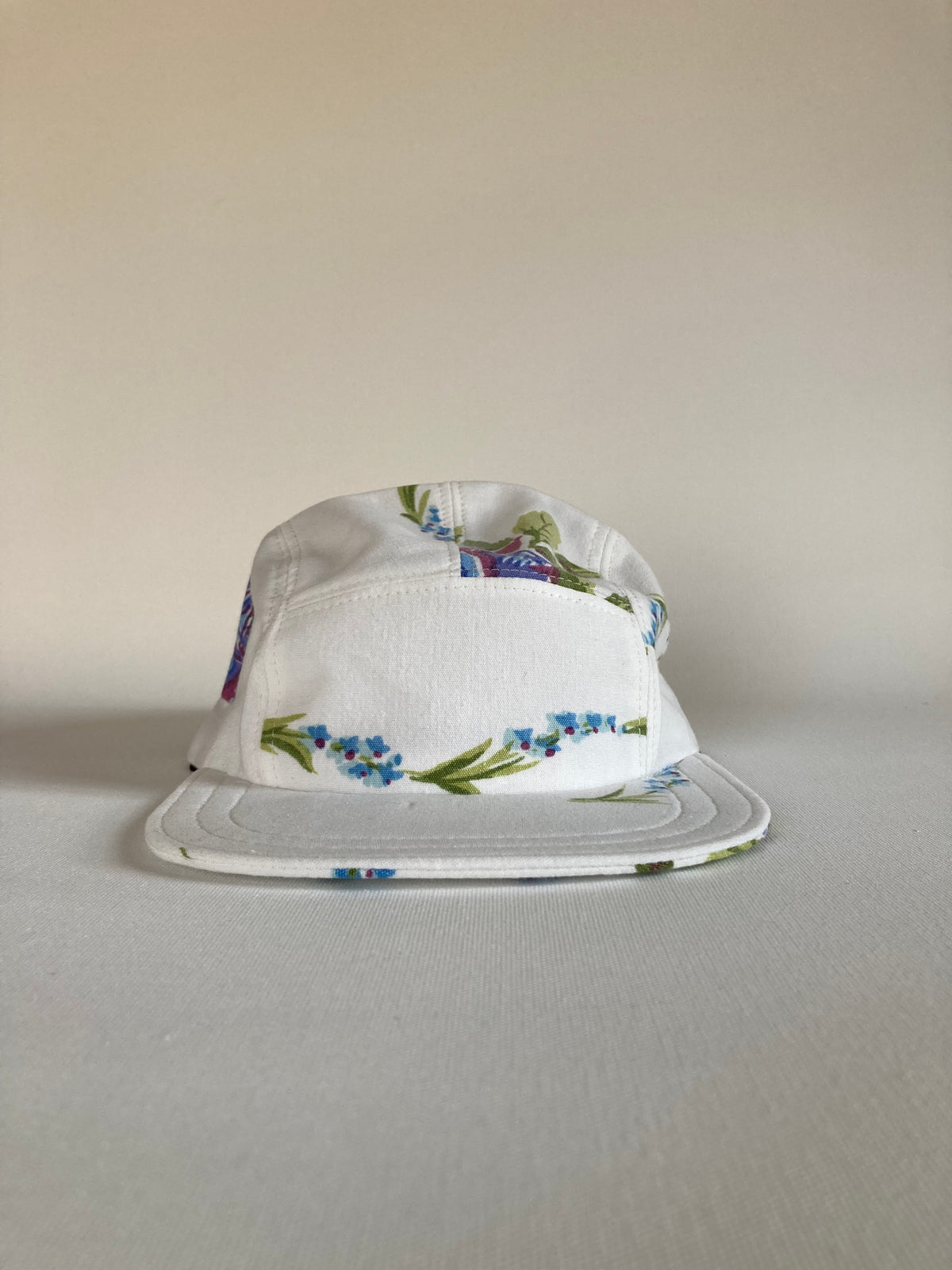 Vintage Tablecloth Hat - Blue Rose 1