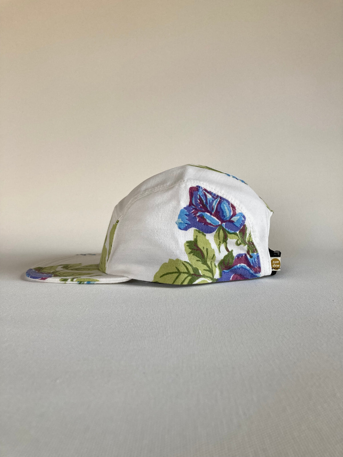 Vintage Tablecloth Hat - Blue Rose 2
