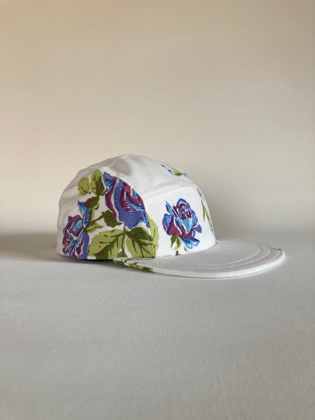 Vintage Tablecloth Hat - Blue Rose 3