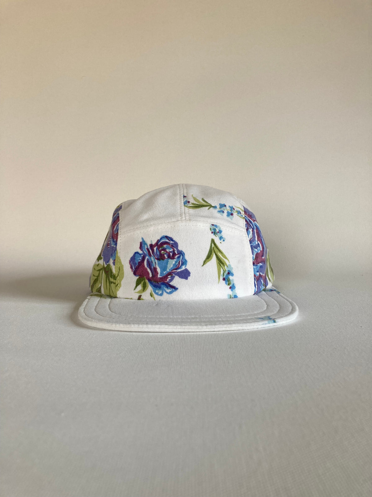 Vintage Tablecloth Hat - Blue Rose 3