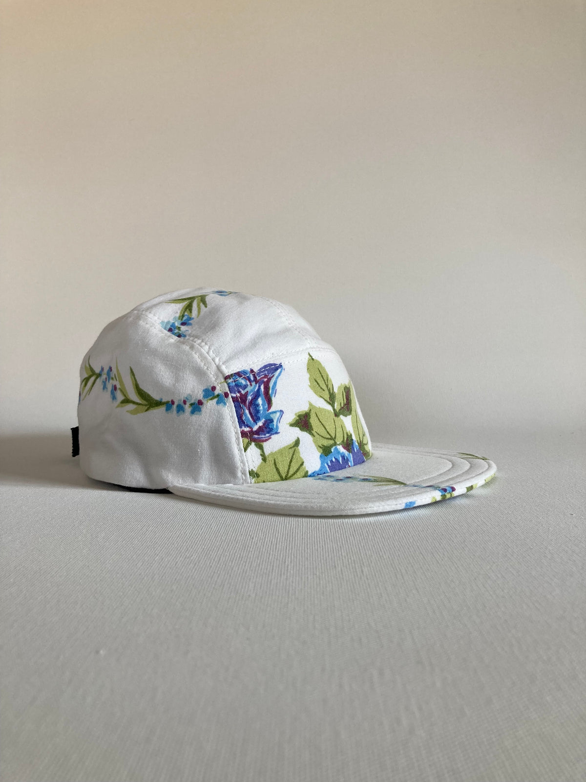 Vintage Tablecloth Hat - Blue Rose 4