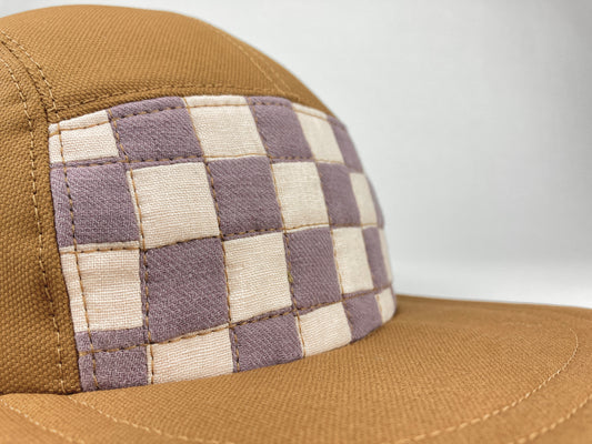 Quilted Camp Hat - Checkerboard Mulberry Blush