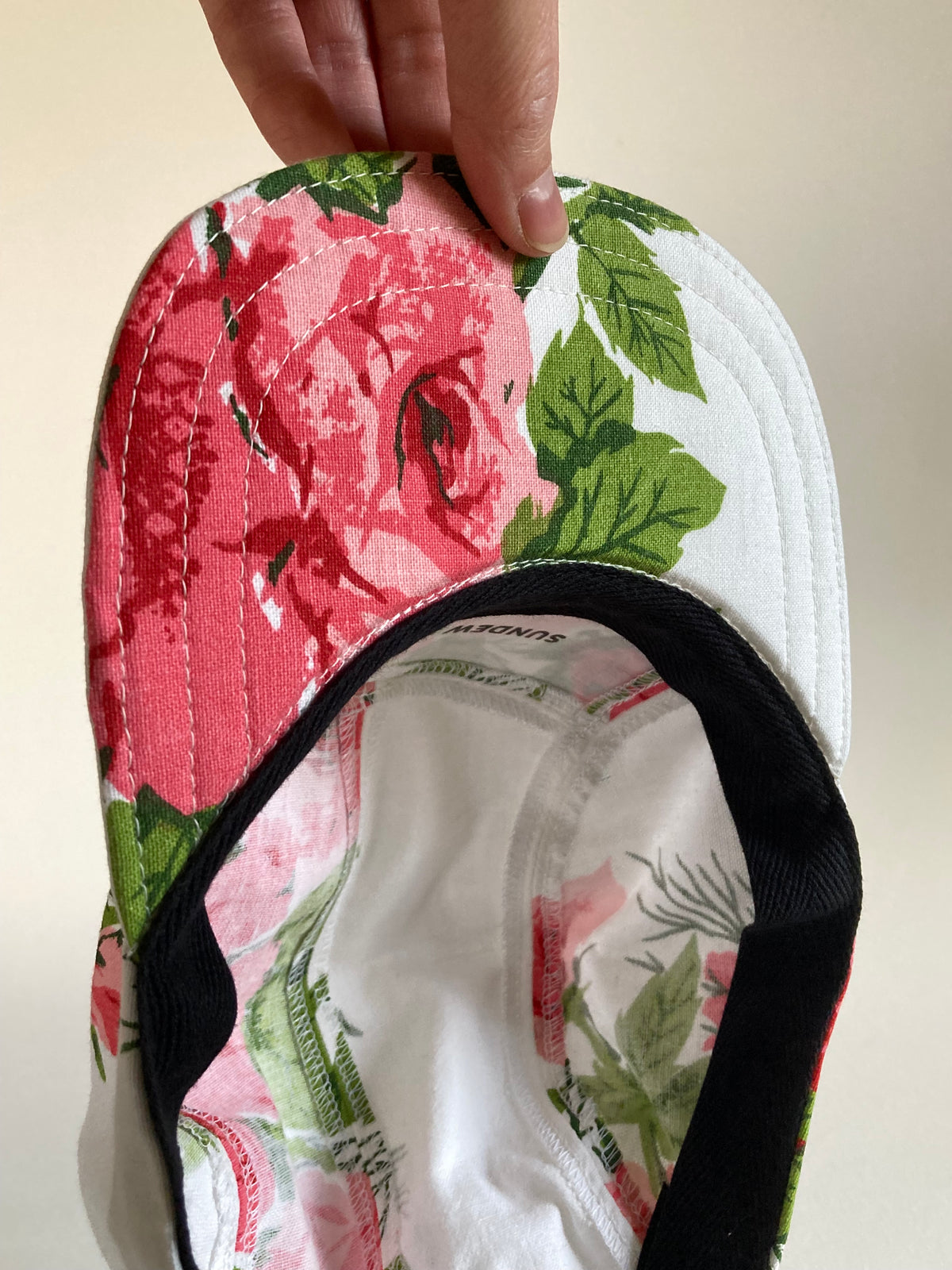 Vintage Tablecloth Hat - Pink Rose 1