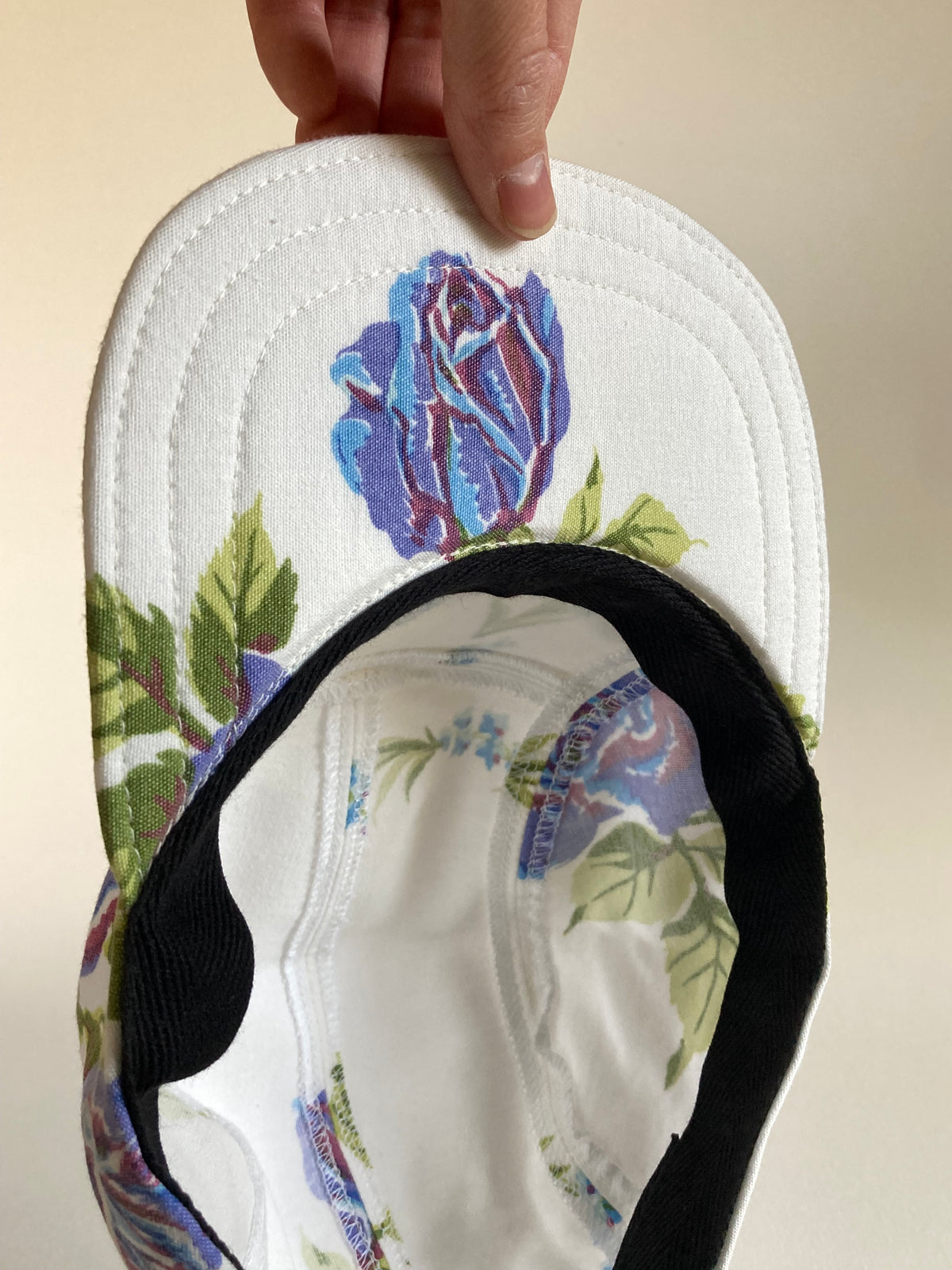 Vintage Tablecloth Hat - Blue Rose 3
