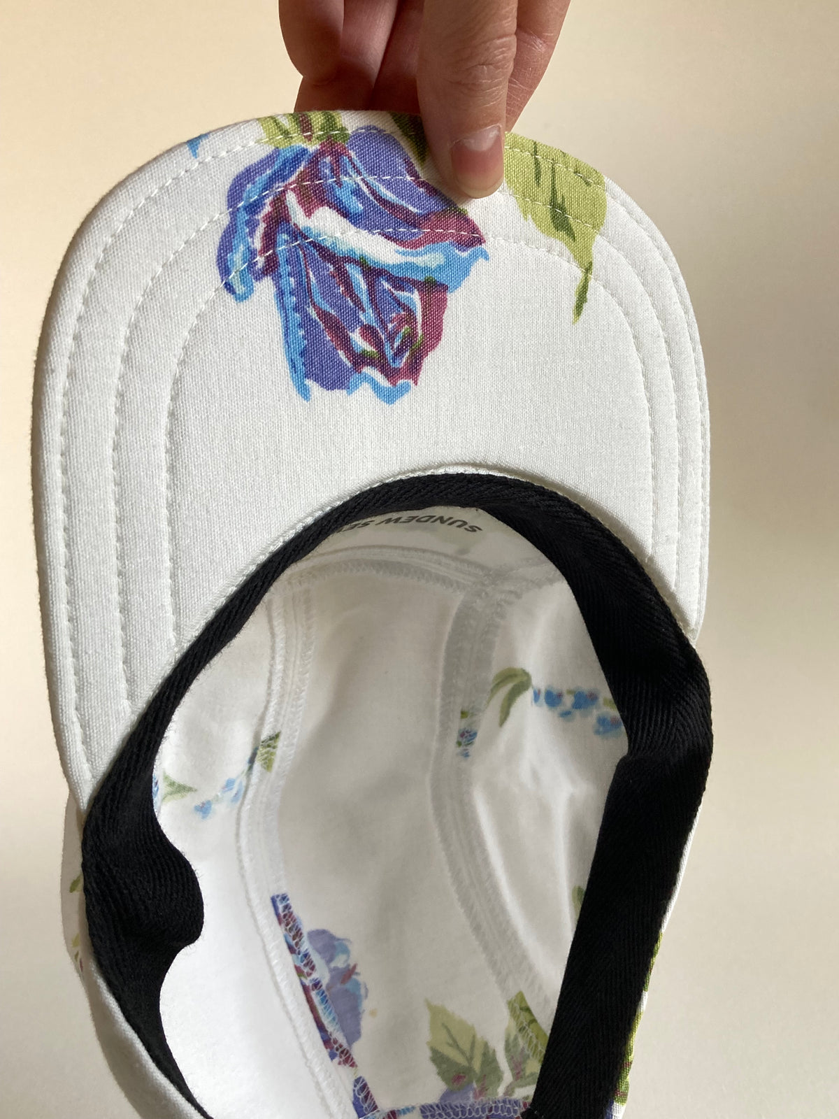 Vintage Tablecloth Hat - Blue Rose 4