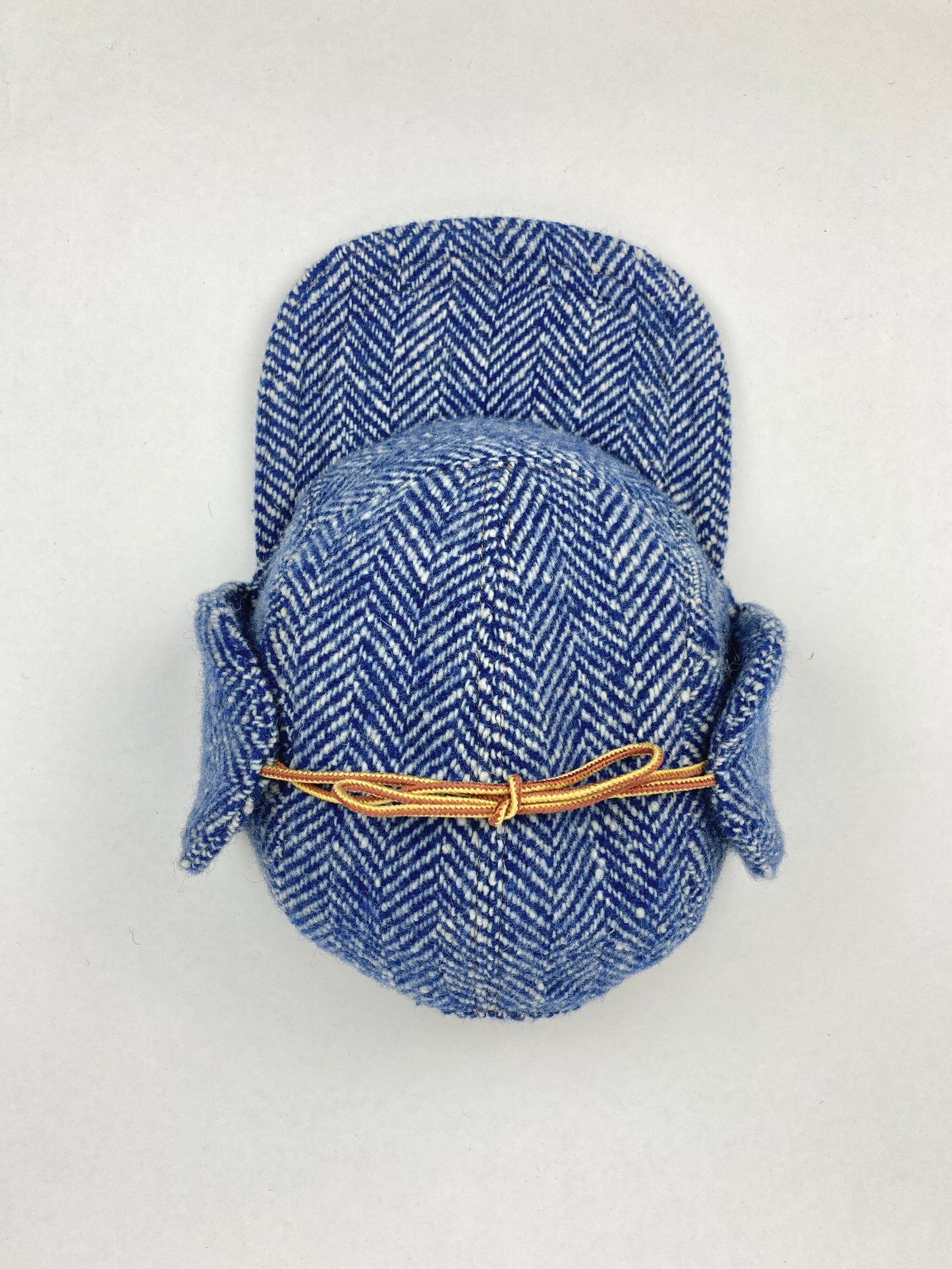 Wool Flap Cap -  Vintage Blue Herringbone