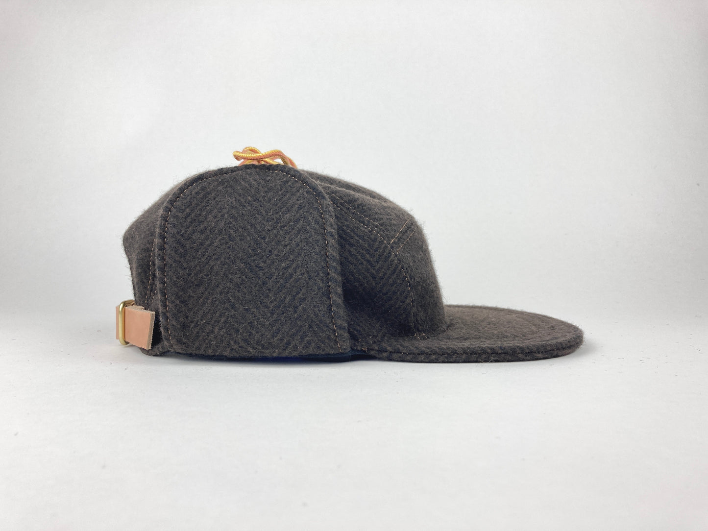 Wool Flap Cap - Brown Herringbone