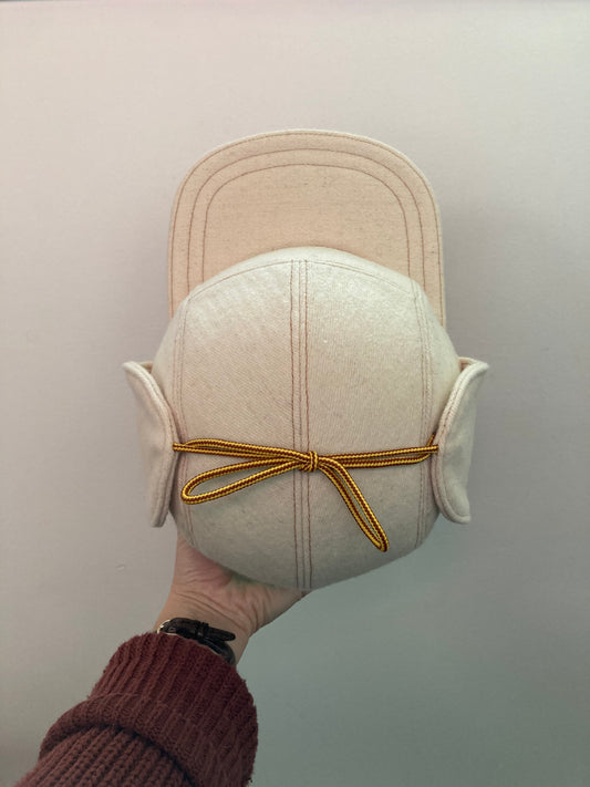 SAMPLE Fitted Wool Flap Cap - Ivory