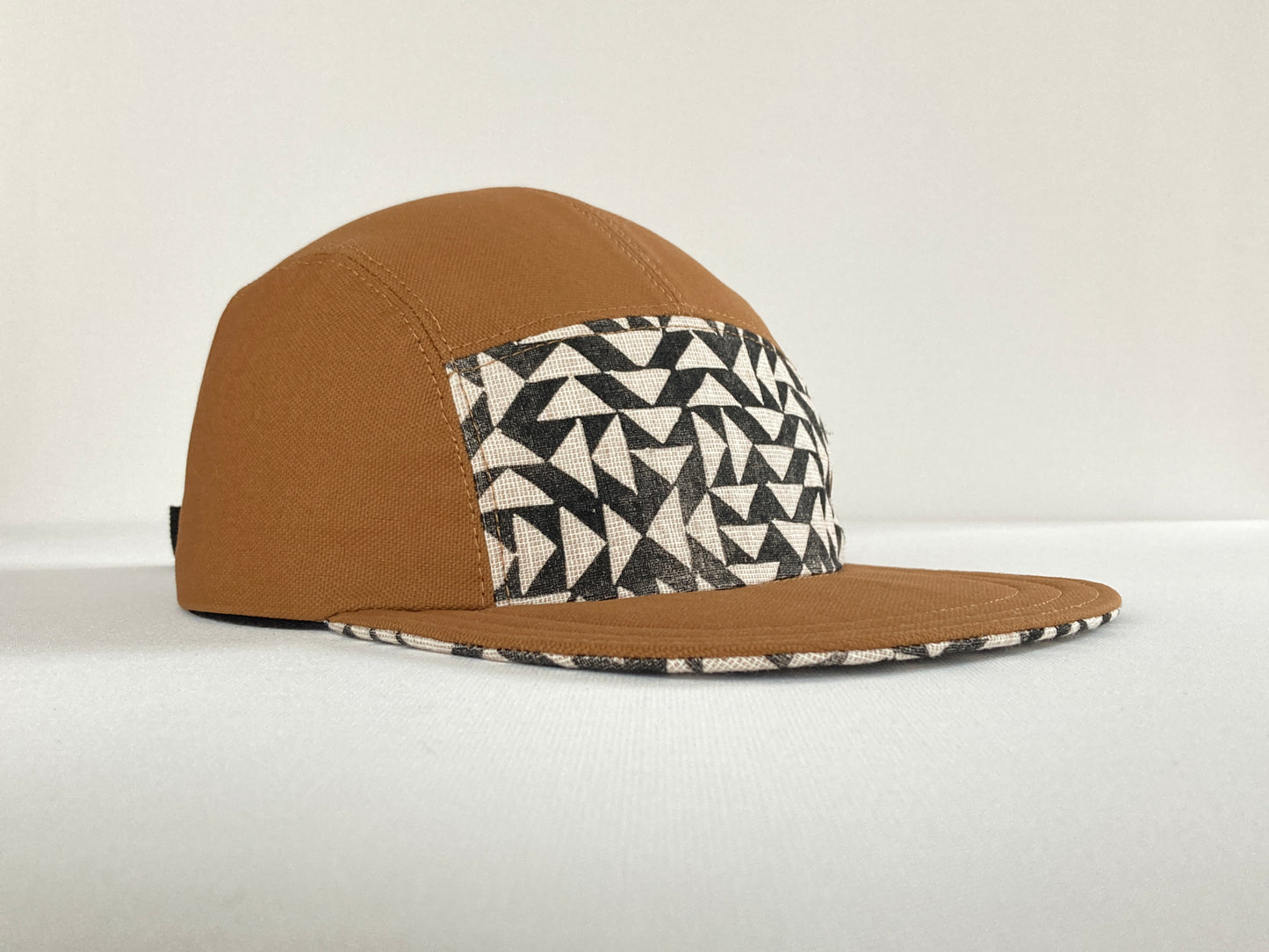 Hand Printed Camp Hat - Flying Geese Coal