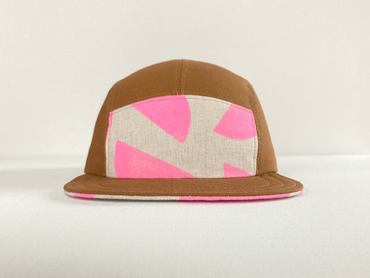 Hand Printed Camp Hat - Slice Neon Pink