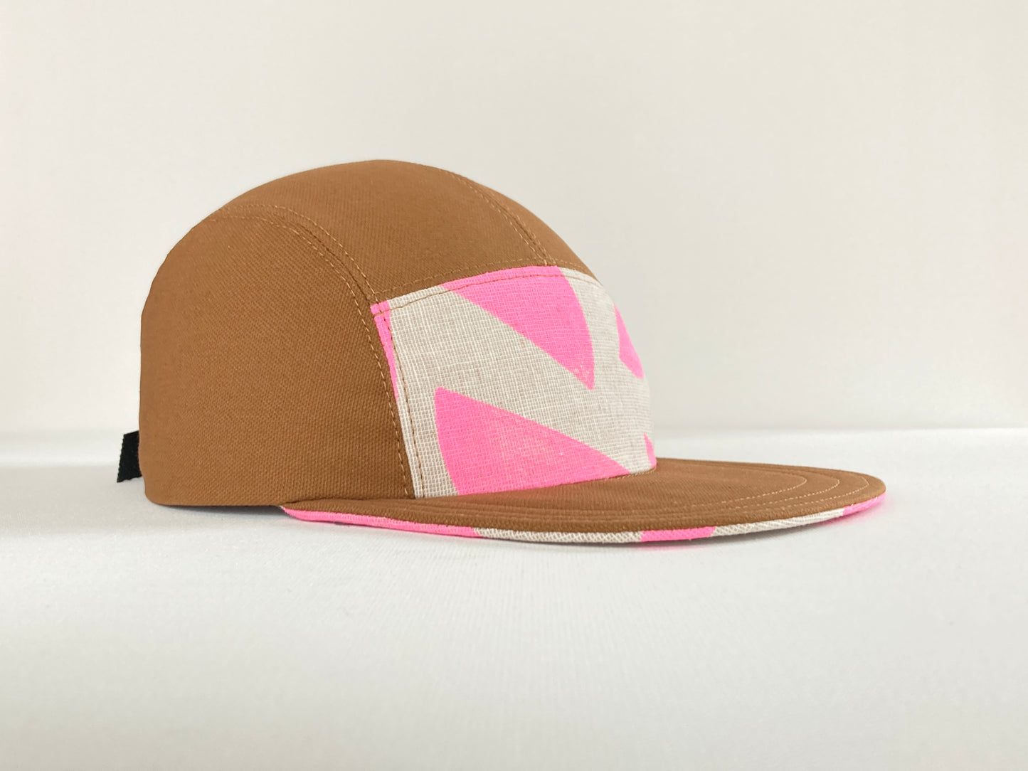 Hand Printed Camp Hat - Slice Neon Pink