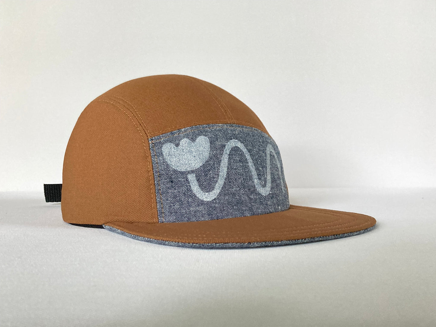 Hand Printed Camp Hat - Bendy Flower Indigo