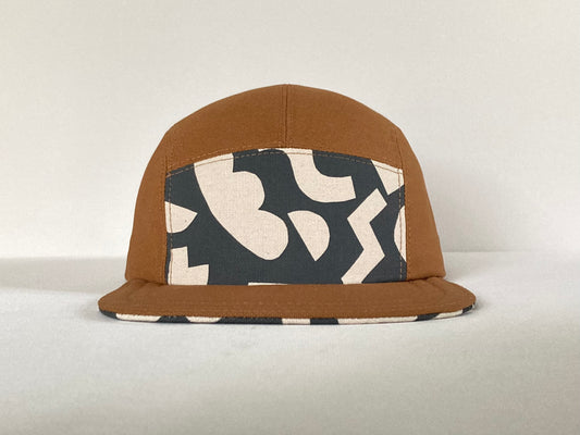 Hand Printed Camp Hat - Charcoal Geo