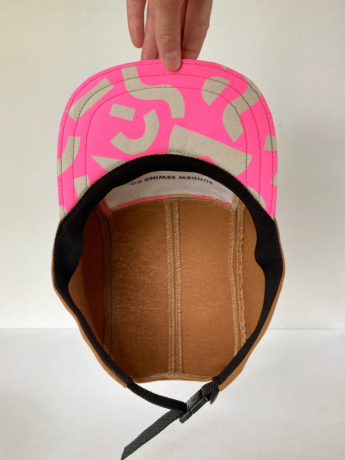 Hand Printed Camp Hat - Neon Pink Geo