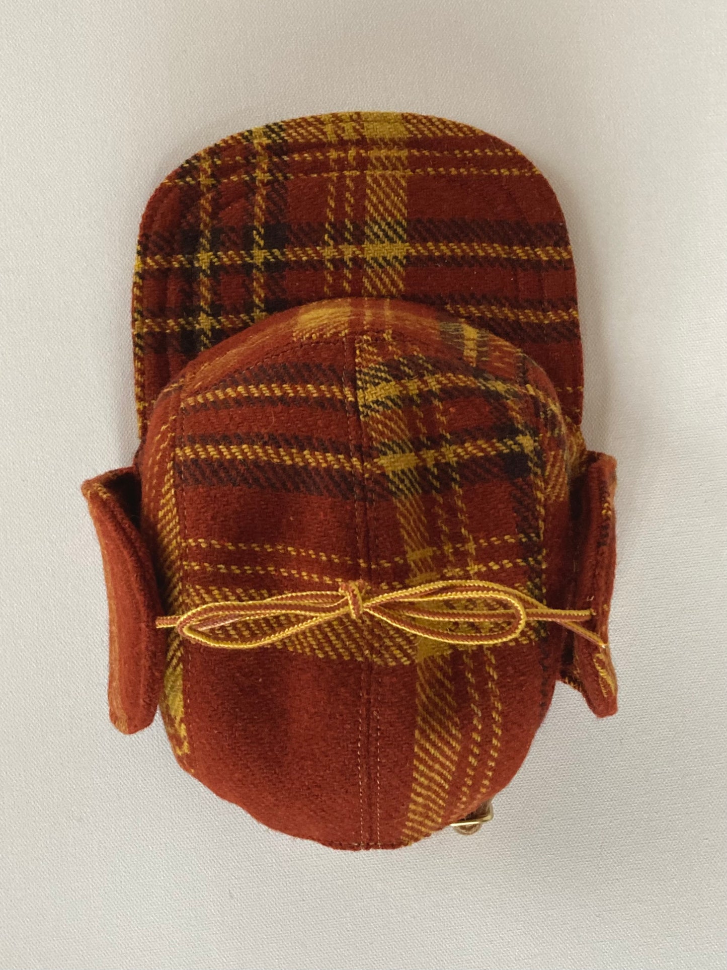 Wool Flap Cap -  Vintage Rust Plaid