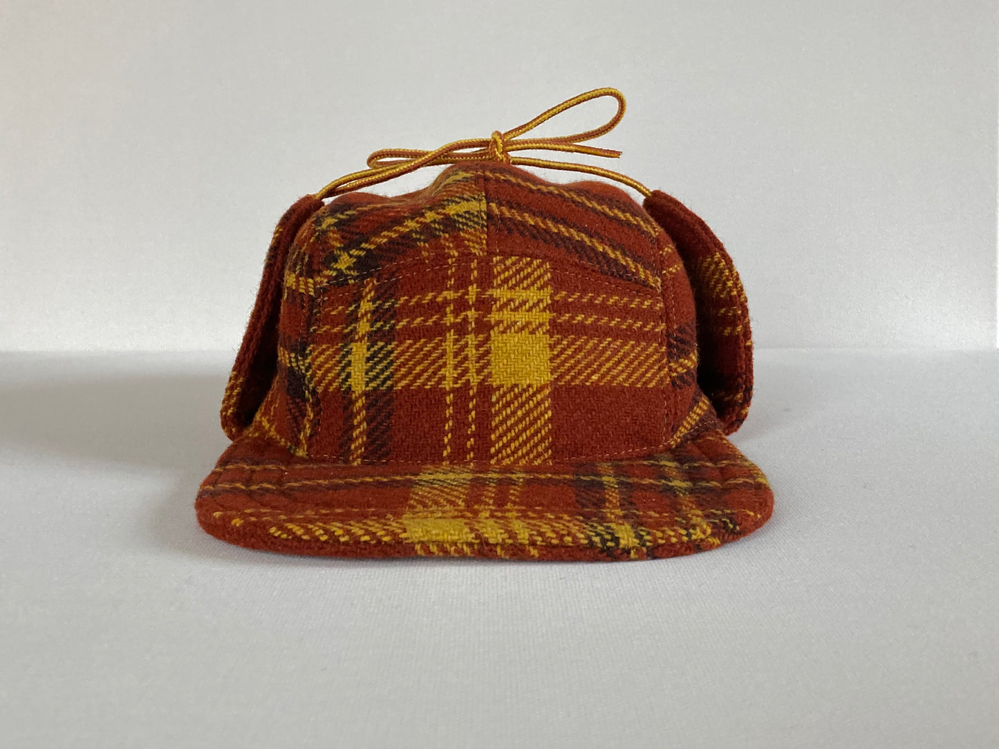 Wool Flap Cap -  Vintage Rust Plaid