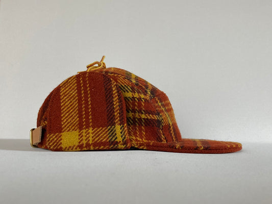 Wool Flap Cap -  Vintage Rust Plaid