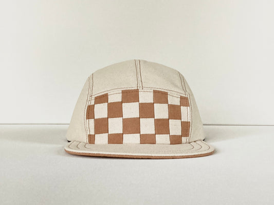 Naturally Dyed Camp Hat - Cinnamon Checkerboard