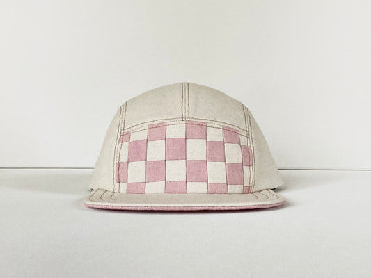 Naturally Dyed Camp Hat - Pink Checkerboard